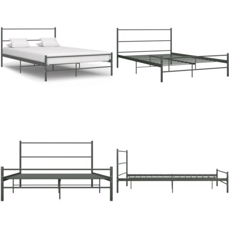 Giroletto Grigio in Metallo 120x200 cm - Letto grigio - Letto in metallo