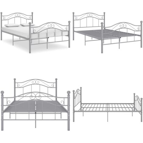 Giroletto Grigio in Metallo 120x200 cm - Letto in metallo - Letto con doghe
