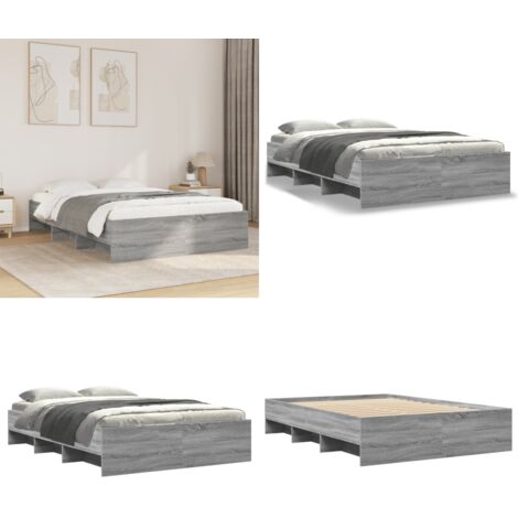 Giroletto Grigio Sonoma 120x190 cm in Legno Multistrato - Letto in legno multistrato - Letto con base a doghe