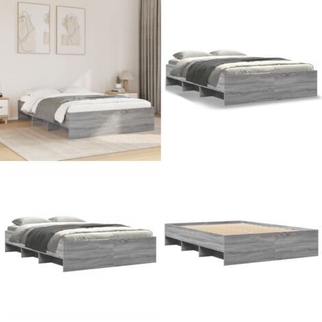 Giroletto Grigio Sonoma 120x200 cm in Legno Multistrato - Letto con base a doghe - Letto con vani