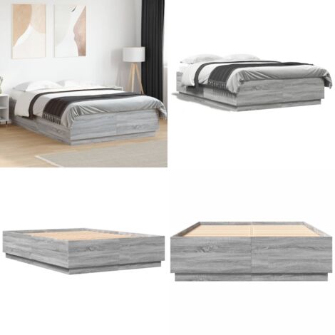 Giroletto Grigio Sonoma 120x200 cm in Legno Multistrato - Letto in legno - Letto con doghe