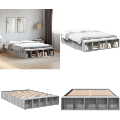Giroletto Grigio Sonoma 120x200 cm in Legno Multistrato - Letto in legno - Letto con scomparti