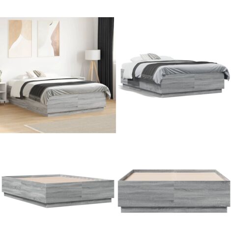 Giroletto Grigio Sonoma 140x190 cm in Legno Multistrato - Letto in legno - Letto con doghe
