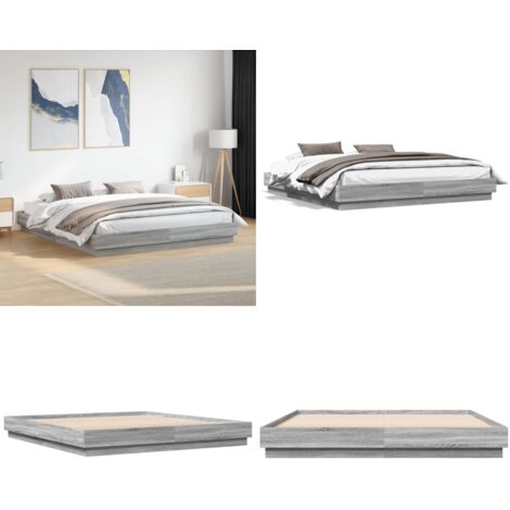 Giroletto Grigio Sonoma 180x200 cm in Legno Multistrato - Letto in legno - Letto con doghe