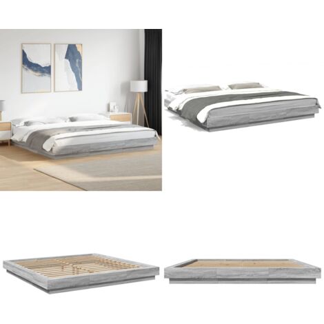 Giroletto Grigio Sonoma 180x200 cm in Legno Multistrato - Materasso per letto - Letto in legno