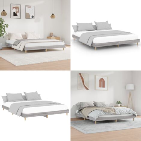 Giroletto Grigio Sonoma 200x200 cm in Legno Multistrato - Letto in legno - Materasso per letto
