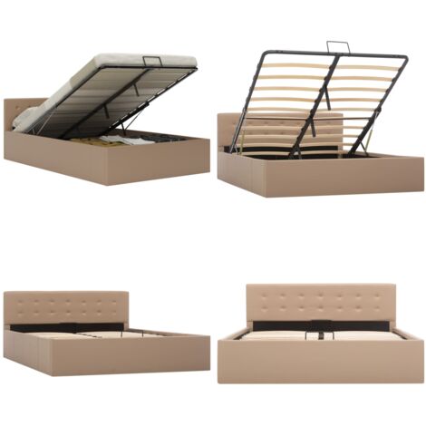 Giroletto Idraulico Contenitore Cappuccino Similpelle 140x200cm - Letto con contenitore - Contenitore per oggetti