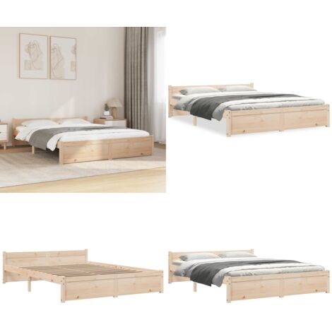 Giroletto in Legno Massello 140x190 cm - Letto in legno - Testiera in legno
