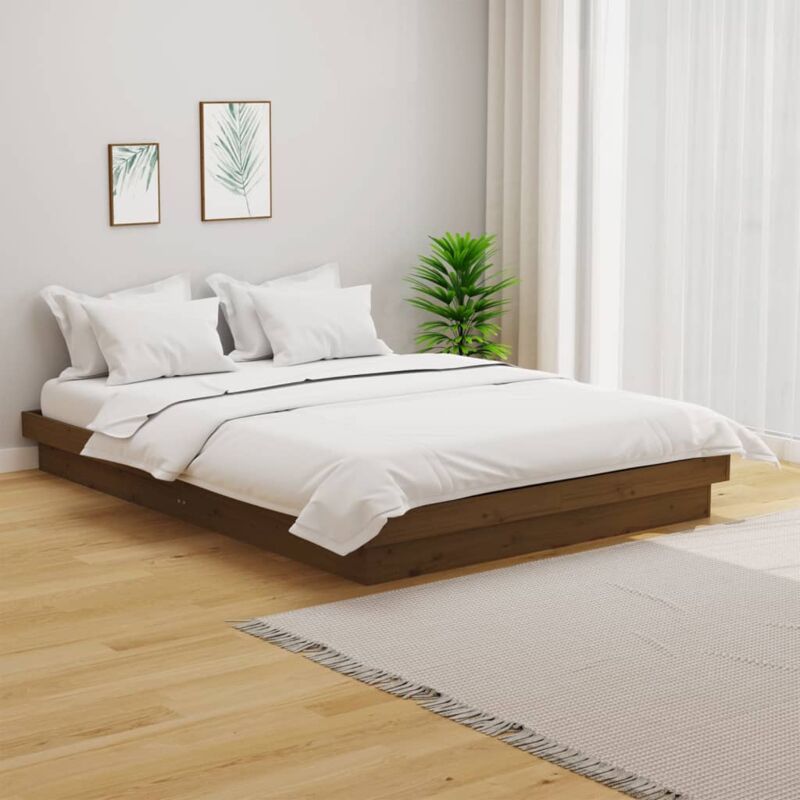 Vidaxl - Letto adulto, Giroletto, Letto matrimonial Miele in Legno Massello 120x190 cm 4FT Small Double