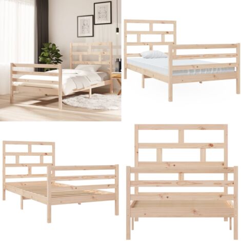 Giroletto in Legno Massello di Pino 100x200 cm - Letto con testiera - Letto con pediera