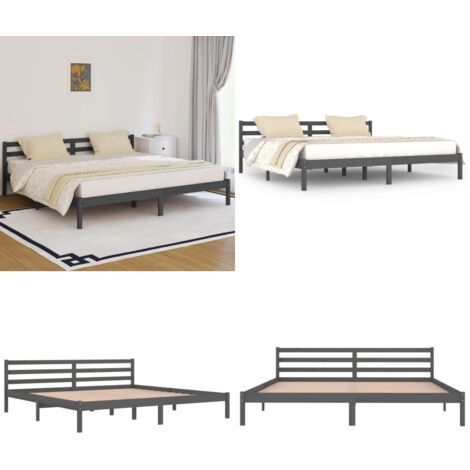 Giroletto in Legno Massello di Pino 200x200 cm Grigio - Letto in legno - Letto moderno