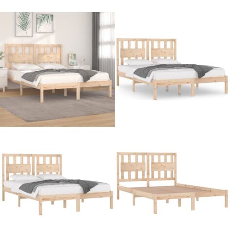 Giroletto in Legno Massello di Pino 200x200 cm - Letto in legno - Testiera in legno