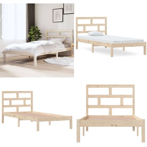 Giroletto in Legno Massello di Pino 90x200 cm - Letto con testiera - Letto in legno