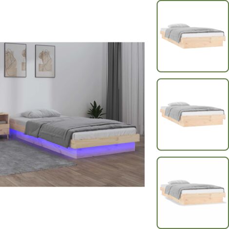 Giroletto in legno massello - vidaXL Giroletto con LED 90x190 cm Single in Legno Massello - Giroletto con telecomando