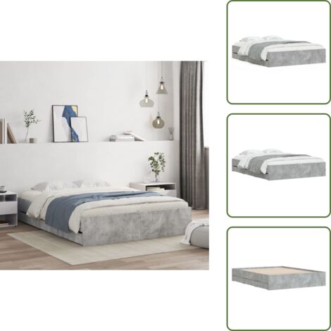 Giroletto in legno - vidaXL Giroletto Cassetti Grigio Cemento 140x190 cm Legno Multistrato - Cassetti in compensato