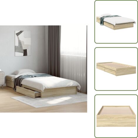 Giroletto in legno - vidaXL Giroletto Cassetti Rovere Sonoma 90x200 cm Legno Multistrato - Cassetti in compensato