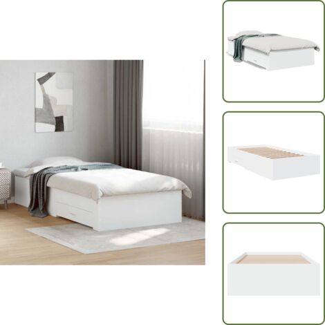 Giroletto in legno - vidaXL Giroletto con Cassetti Bianco 100x200 cm in Legno Multistrato - Letto in legno multistrato