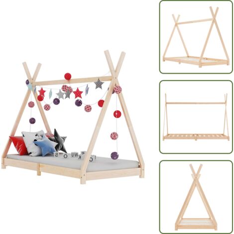 Giroletto in legno - vidaXL Giroletto per Bambini in Legno Massello di Pino 70x140 cm - Letto per bambini con tende
