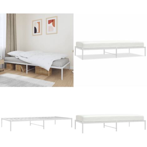 Giroletto in Metallo Bianco 100x200 cm - Letto in acciaio - Letto con doghe in metallo