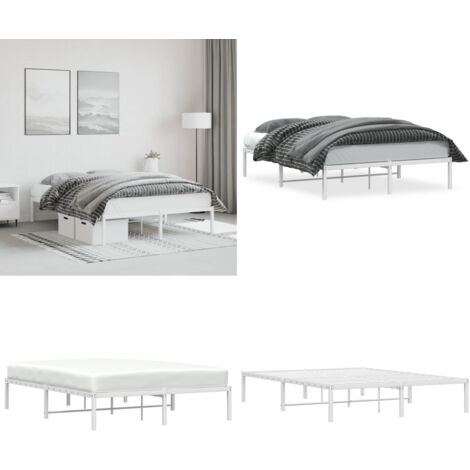 Giroletto in Metallo Bianco 140x200 cm - Letto in acciaio - Letto con doghe in metallo