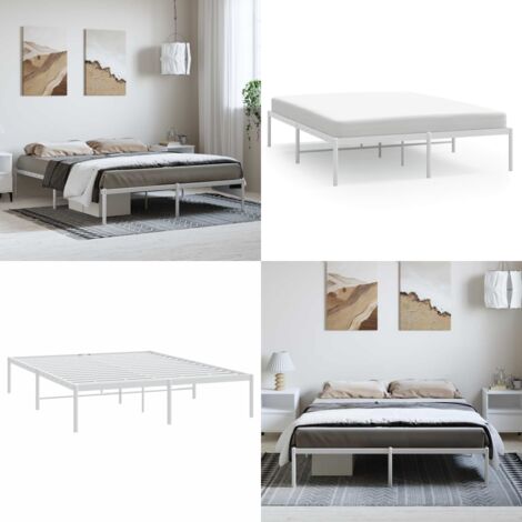 Giroletto in Metallo Bianco 150x200 cm - Letto in acciaio - Letto con doghe in metallo