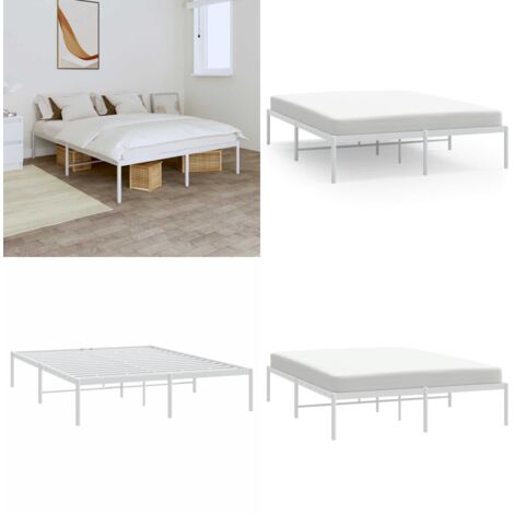 Giroletto in Metallo Bianco 160x200 cm - Letto in acciaio - Letto con doghe in metallo