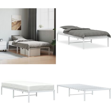 Giroletto in Metallo Bianco 90x190 cm - Letto in acciaio - Letto con doghe