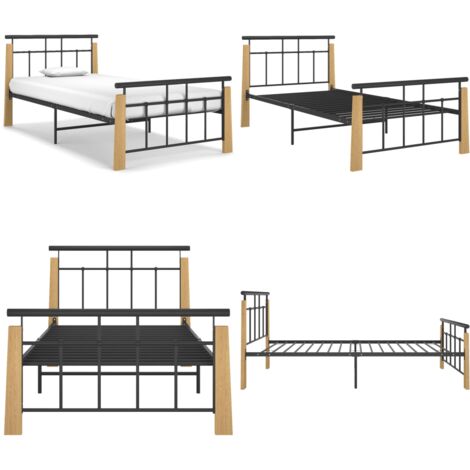 Giroletto in Metallo e Legno Massello di Rovere 100x200 cm - Letto in metallo - Letto in legno
