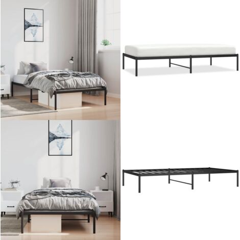 Giroletto in Metallo Nero 100x190 cm - Letto in acciaio - Letto con doghe in metallo