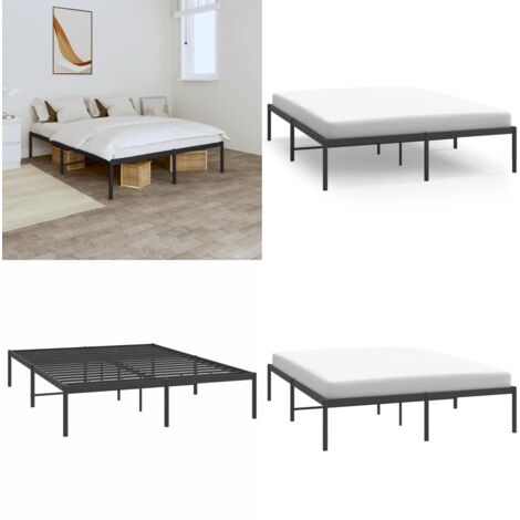 Giroletto in Metallo Nero 140x200 cm - Letto in acciaio - Letto con doghe in metallo