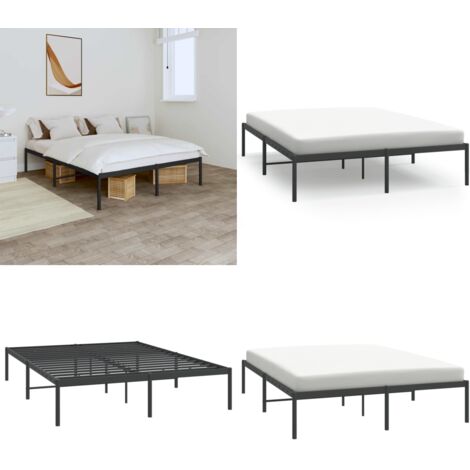 Giroletto in Metallo Nero 160x200 cm - Letto in acciaio - Letto con doghe in metallo