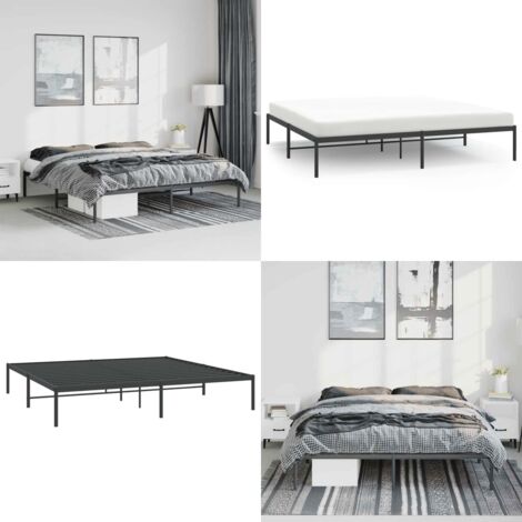 Giroletto in Metallo Nero 183x213 cm - Letto in acciaio - Letto con doghe in metallo