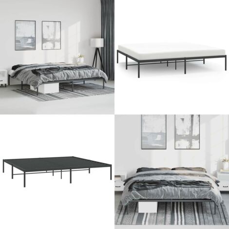Giroletto in Metallo Nero 193x203 cm - Letto in acciaio - Letto con doghe in metallo