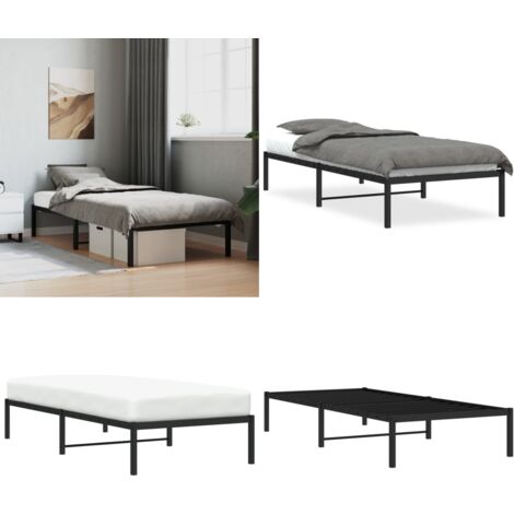 Giroletto in Metallo Nero 90x190 cm - Letto in acciaio - Letto con doghe in metallo