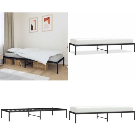 Giroletto in Metallo Nero 90x200 cm - Letto in acciaio - Letto con doghe in metallo