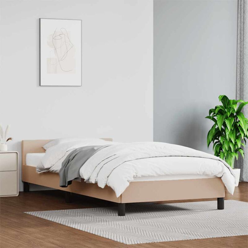 Letto adulto, Giroletto con Testiera, Letto singolo Cappuccino 90x200 cm in Similpelle vidaXL