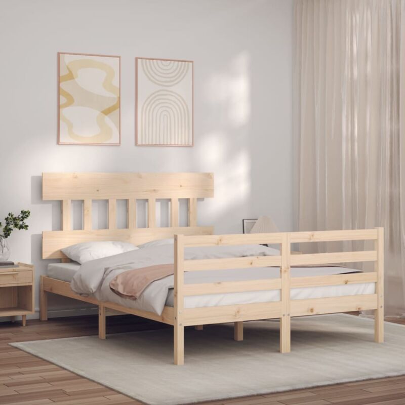 Jinlefu - Letto adulto, Giroletto con Testiera, Letto matrimonial 120x200 cm in Legno Massello vidaXL