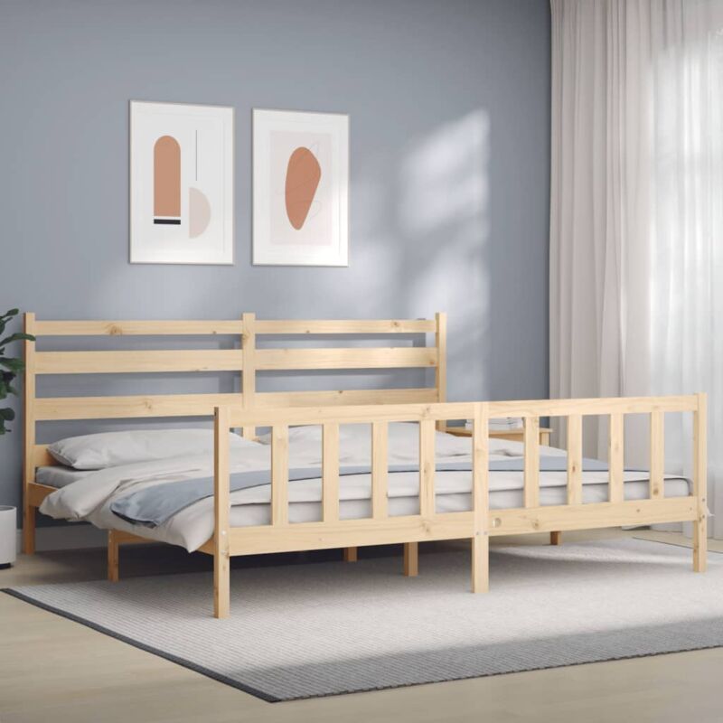 Jinlefu - Letto adulto, Giroletto con Testiera, Letto matrimonial 200x200 cm in Legno Massello vidaXL