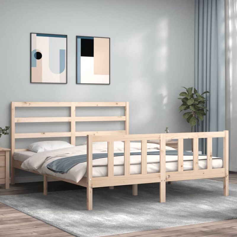 Jinlefu - Letto adulto, Giroletto con Testiera, Letto matrimonial 160x200 cm in Legno Massello vidaXL