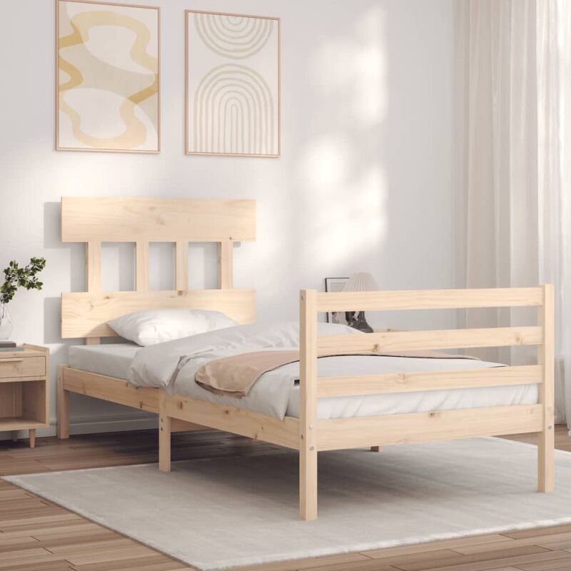 Jinlefu - Letto adulto, Giroletto con Testiera, Letto singolo 100x200 cm in Legno Massello vidaXL