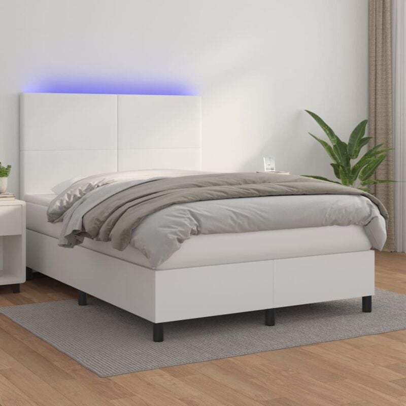 Letto matrimonial Molle con Materasso e led Bianco 140x190cm Similpelle vidaXL