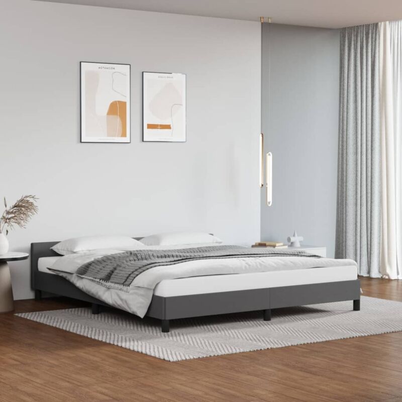 Jinlefu - Letto adulto, Giroletto con Testiera, Letto matrimonial Grigio 160x200 cm in Similpelle vidaXL