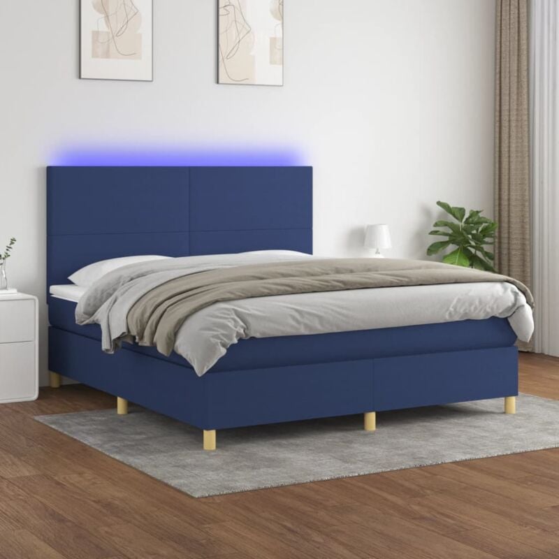 Letto a Molle con Materasso e led Blu 180x200 cm in Tessuto vidaXL29304