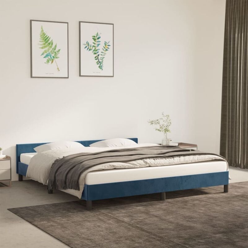 Maison du'Monde - Giroletto con Testiera Blu Scuro 160x200 cm in - Blauw