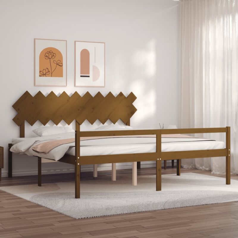 Jinlefu - Maison du'Monde - Letto per Anziani con Testiera Miele 200x200 cm - Bruin