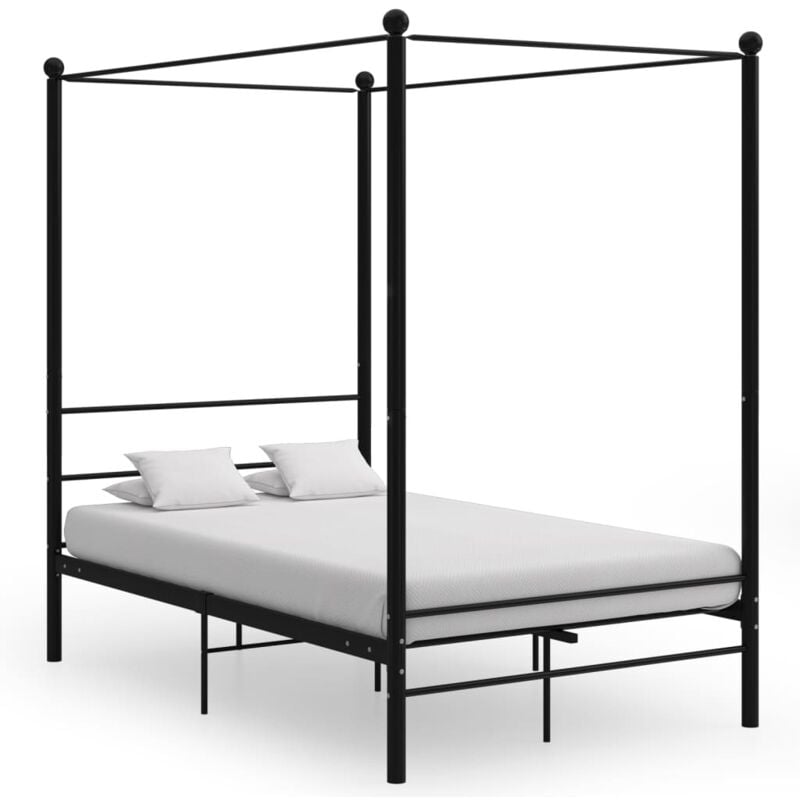 Jinlefu - Maison du'Monde - Letto a Baldacchino Nero in Metallo 120x200 cm - Zwart