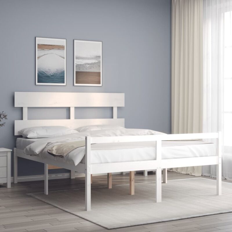 Jinlefu - Maison du'Monde - Letto per Anziani con Testiera Bianco 160x200 - Wit