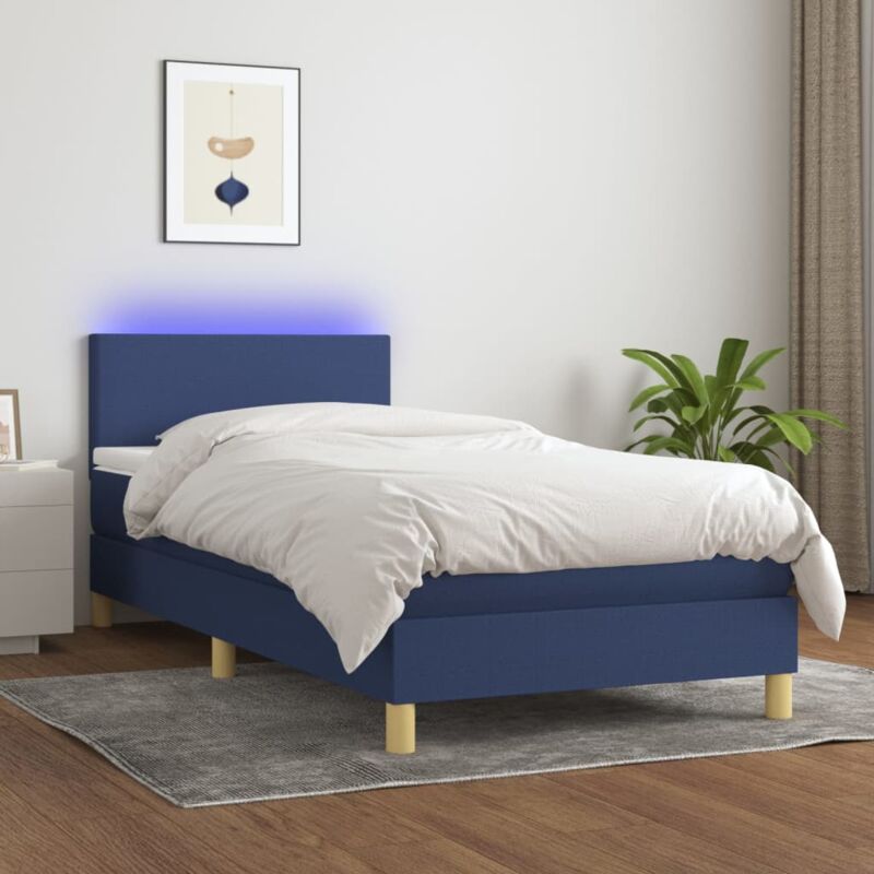 Maison du'Monde - Letto a Molle con Materasso e led Blu 90x200 cm - Blauw