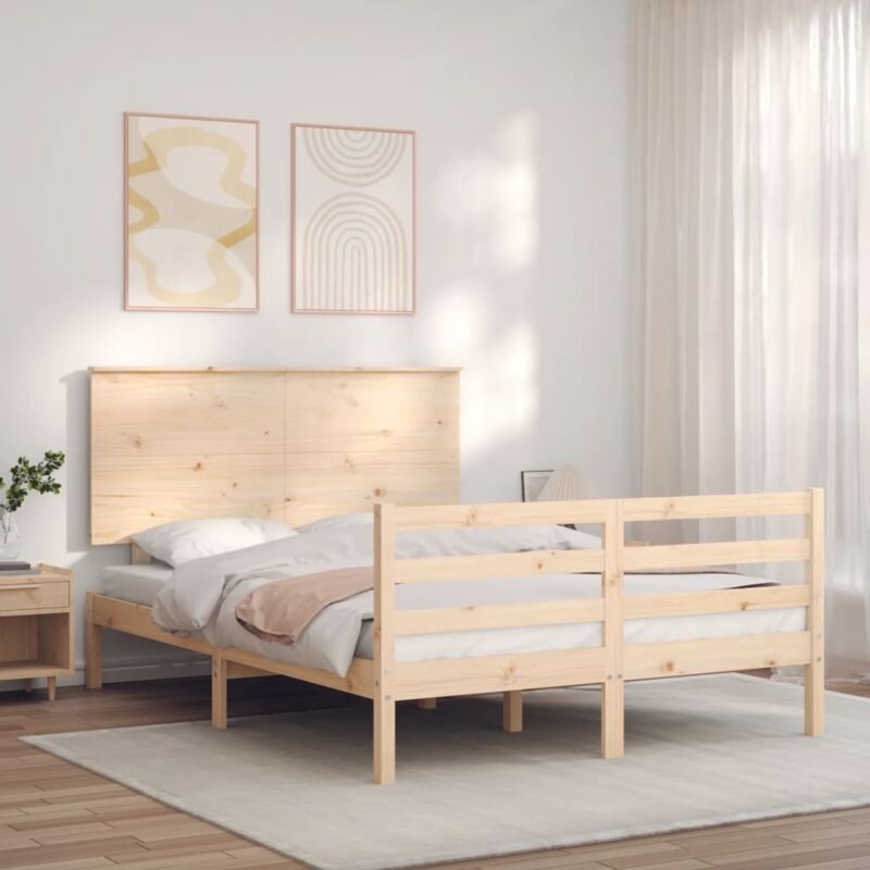 Letto adulto, Giroletto con Testiera, Letto matrimonial 120x200 cm in Legno Massello vidaXL