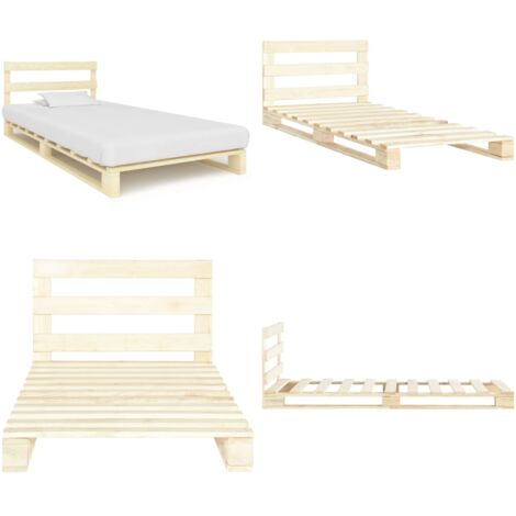 Giroletto in Pallet di Legno Massello di Pino 100x200 cm - Letto in legno massello - Giroletto in pino